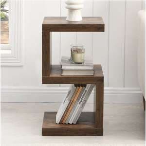 Miami Wooden S Shape Design Side Table In Smoked Oak